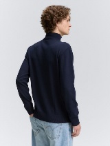 Pulover tricotat tip troyer - Albastru_7199967