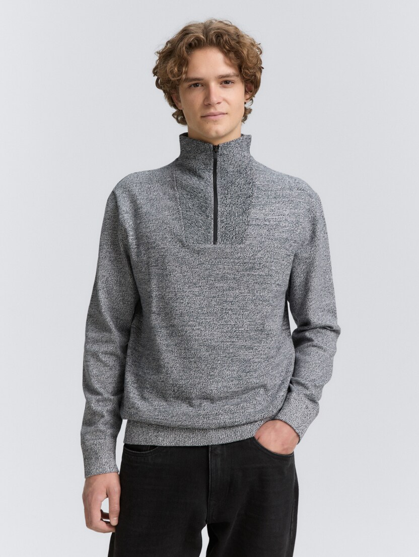 Pleten pulover troyer - Modra_7560568