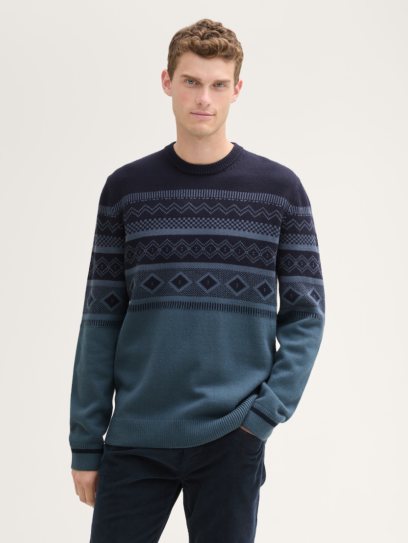  Pleten pulover - Vzorec/večbarvna-1044480-36962