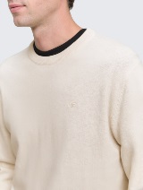 Pulover tricotat cu guler rotund - Bej_5457071