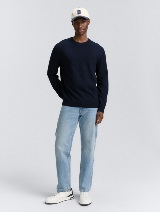 Pleteni pulover s okruglim izrezom - Plava_1160329