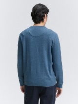 Pleteni džemper sa okruglim izrezom - Plava_1942367