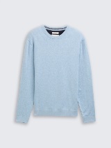 Pleteni pulover s okruglim izrezom - Plava_9239730