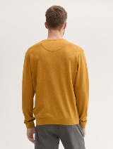 Pleteni džemper sa V-izrezom - Smeđa_2388661