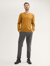 Pleteni džemper sa V-izrezom - Smeđa_2388661