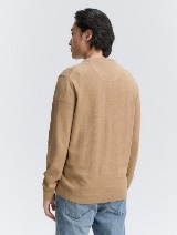 Pulover tricotat cu decolteu în V - Maro_5248014