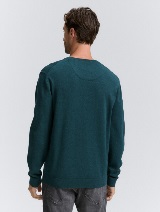 Pleteni pulover s V-izrezom - Zelena_9933717