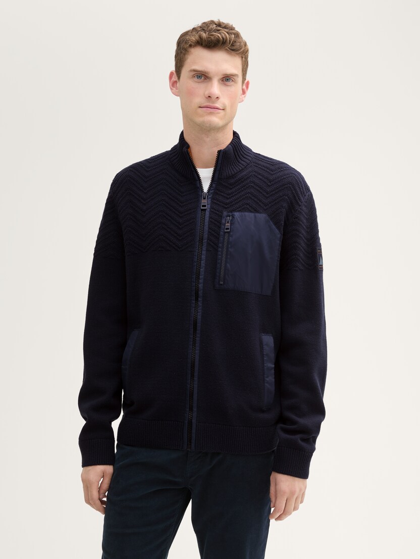  Pletena jopica z različnimi strukturami - Modra-1044482-10668