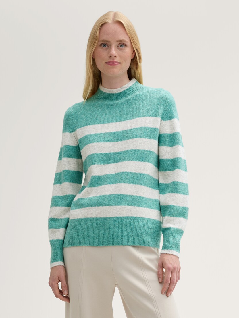  Pleteni črtasti pulover - Vzorec/večbarvna-1043725-36477