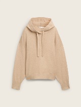 Pulover tricotat cu glugă - Bej_9531722