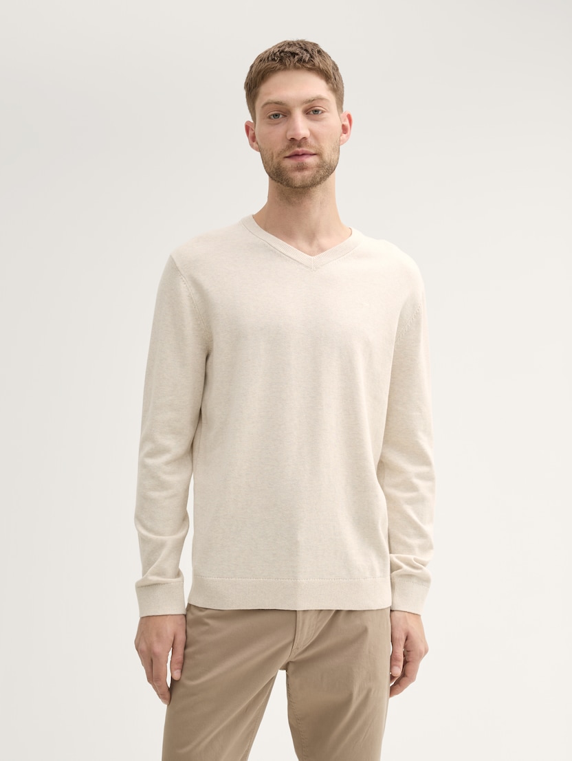  Pleteni pulover z V-izrezom -1039811-36305