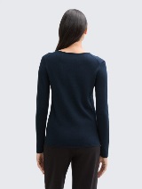 Pleteni džemper sa V-izrezom - Plava_9053654