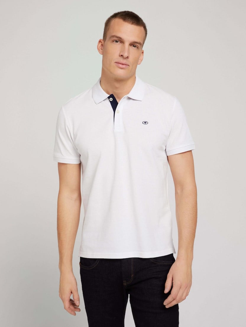 Polo-majica s malim izvezenim logom - Bijela_1343581