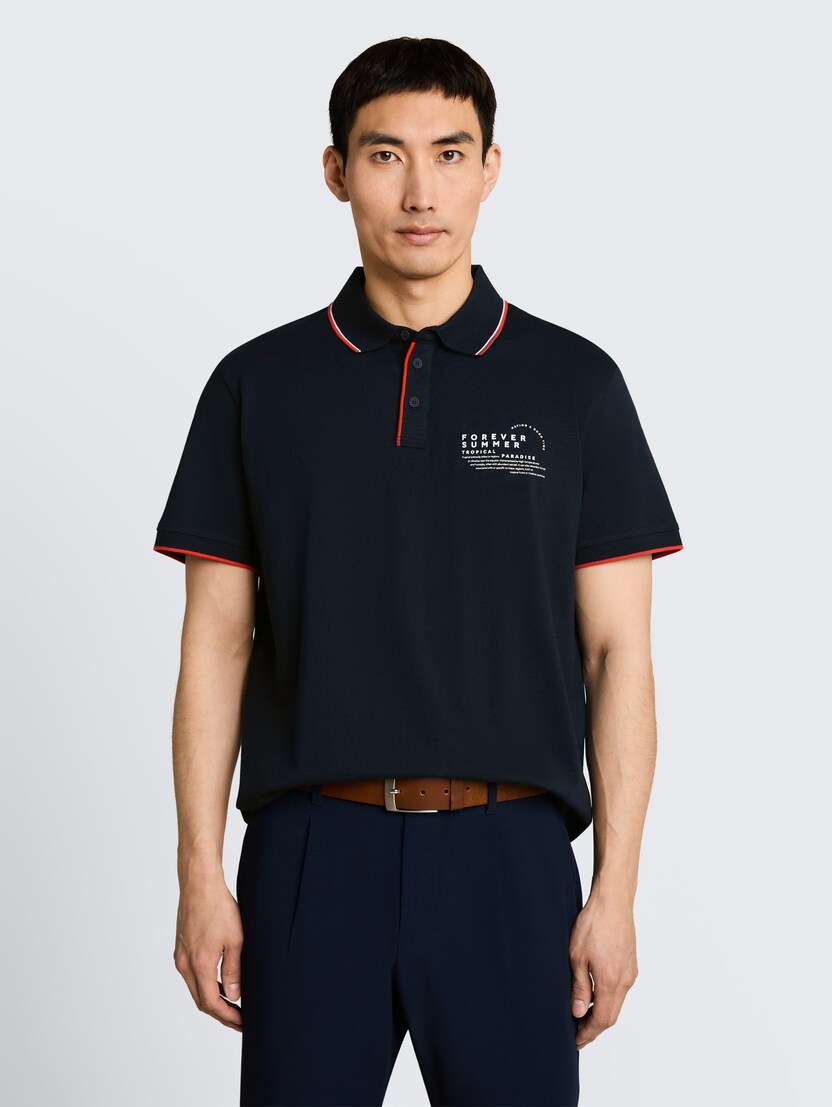 Polo majica s potiskom - Modra_202059
