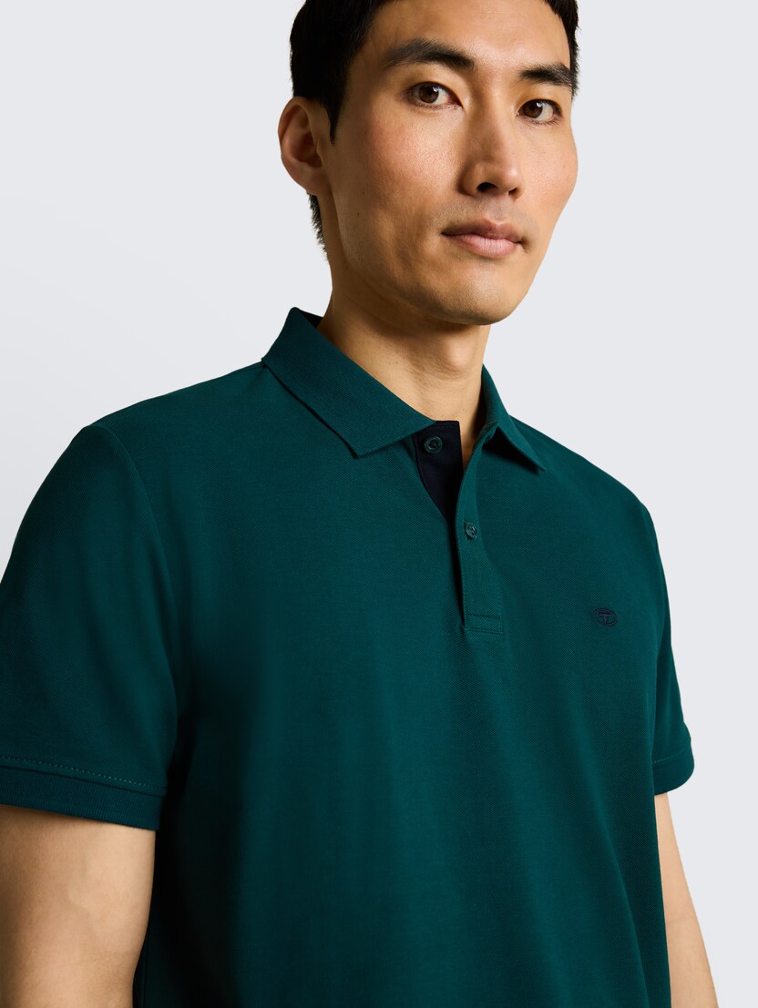 Polo-majica s malim izvezenim logom - Zelena_7649571