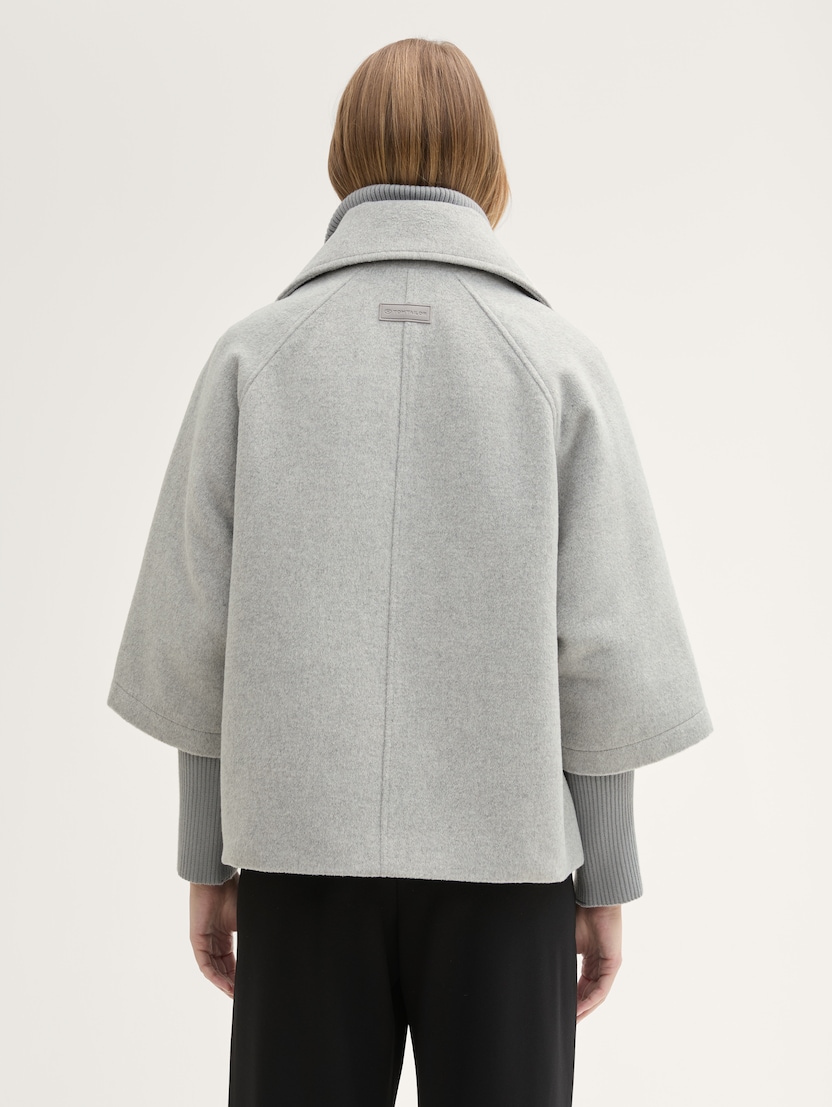  Jachetă  tip pelerină - Gri-1043723-21373-16