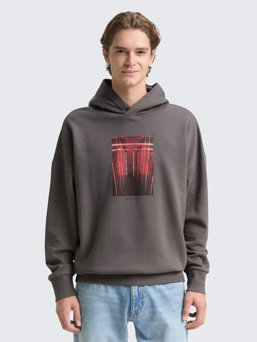 Dukserica sa kapuljačom sa printom - Siva-1049021-38880-15