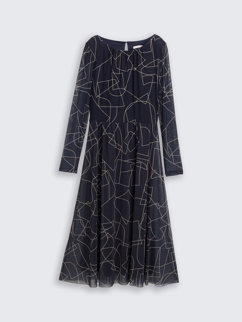 Haljina sa mrežastim printom - Plava