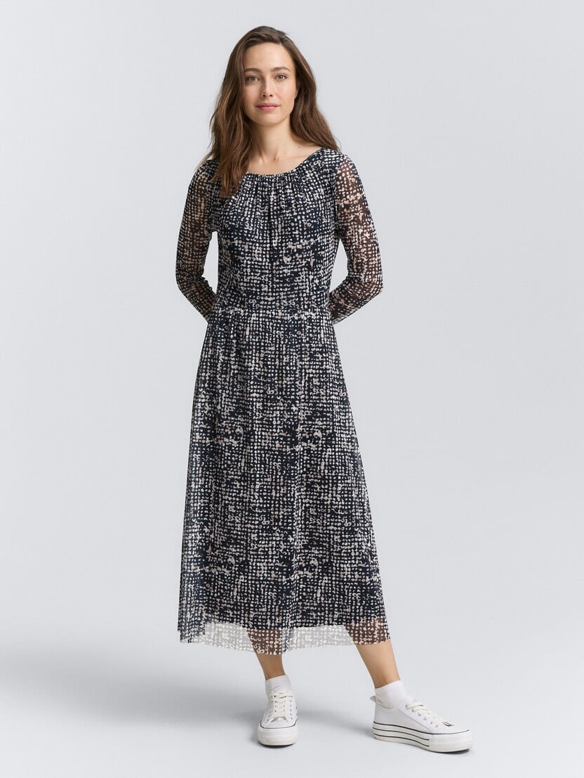  Potiskana mrežasta obleka - Vzorec/večbarvna-1047637-38402