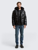 Jachetă matlasată cu glugă - Negru_3102106