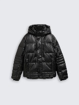 Jachetă matlasată cu glugă - Negru_3102106