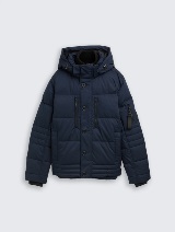 Jachetă matlasată cu glugă - Albastru_3587348