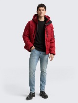 Jachetă matlasată cu glugă - Roşu_6012018