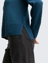 Pulover din bumbac şi caşmir - Albastru_118435