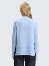Pulover din bumbac şi caşmir - Albastru_7139373