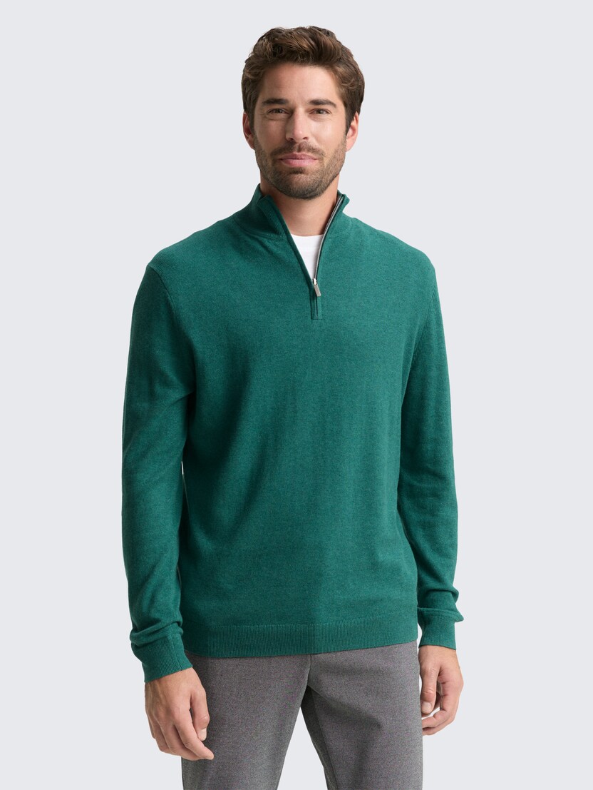 Pulover iz mešanice bombaža in kašmirja - Zelena_9586113