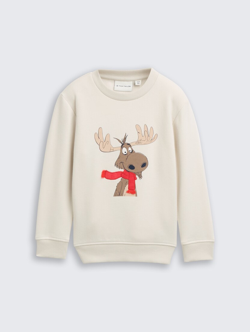 Pulover s potiskom - Bela_7829550