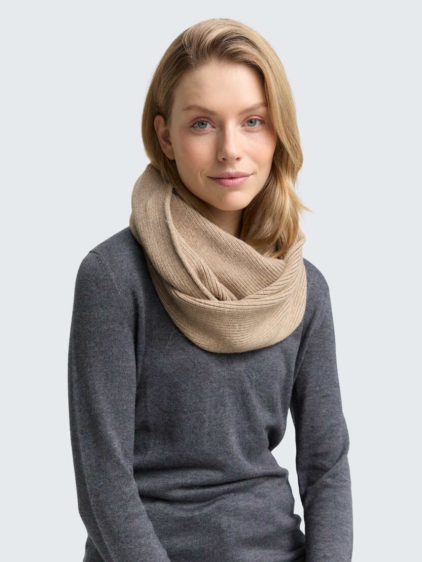 Rebrast loop šal - Bež_2593787