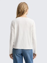 Tricou cu textură rib - Alb_4523000