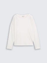 Tricou cu textură rib - Alb_4523000