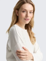 Tricou cu textură rib - Alb_4523000