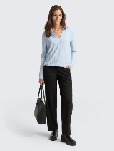 Tricou cu textură rib - Albastru_3746402