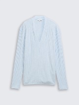 Tricou cu textură rib - Albastru_3746402