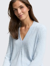 Tricou cu textură rib - Albastru_3746402