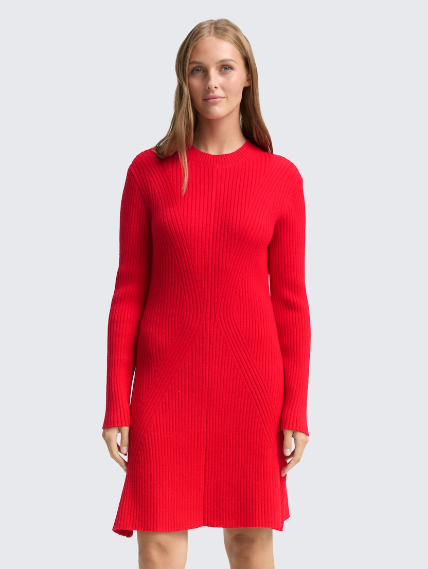 Rochie cu textură rib - Roşu_2610763