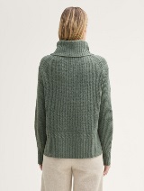 Pulover tricotat ripsat - Verde_1741752