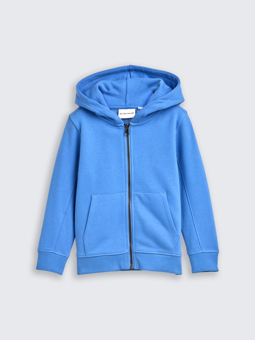 Športna jopica s kapuco s potiskom - Modra_3900252