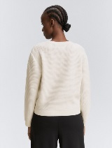 Pulover tricotat structurat - Alb_916258