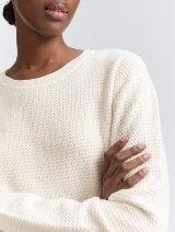 Pulover tricotat structurat - Alb_916258