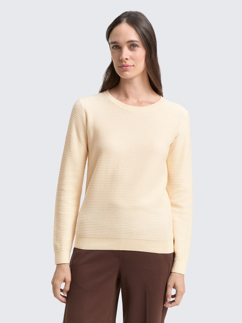 Strukturiran pleten pulover - Bež_6876427