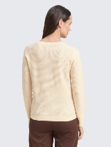 Strukirani pleteni džemper - Bež_6876427