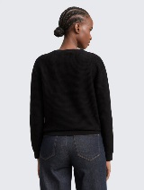 Strukturirani pleteni pulover - Crna_4561455