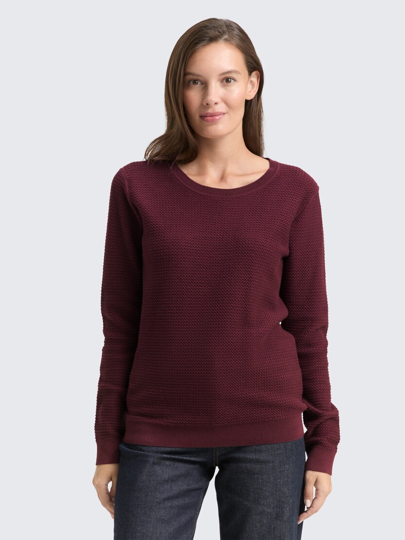 Strukirani pleteni džemper - Crvena-1050614-16427-15