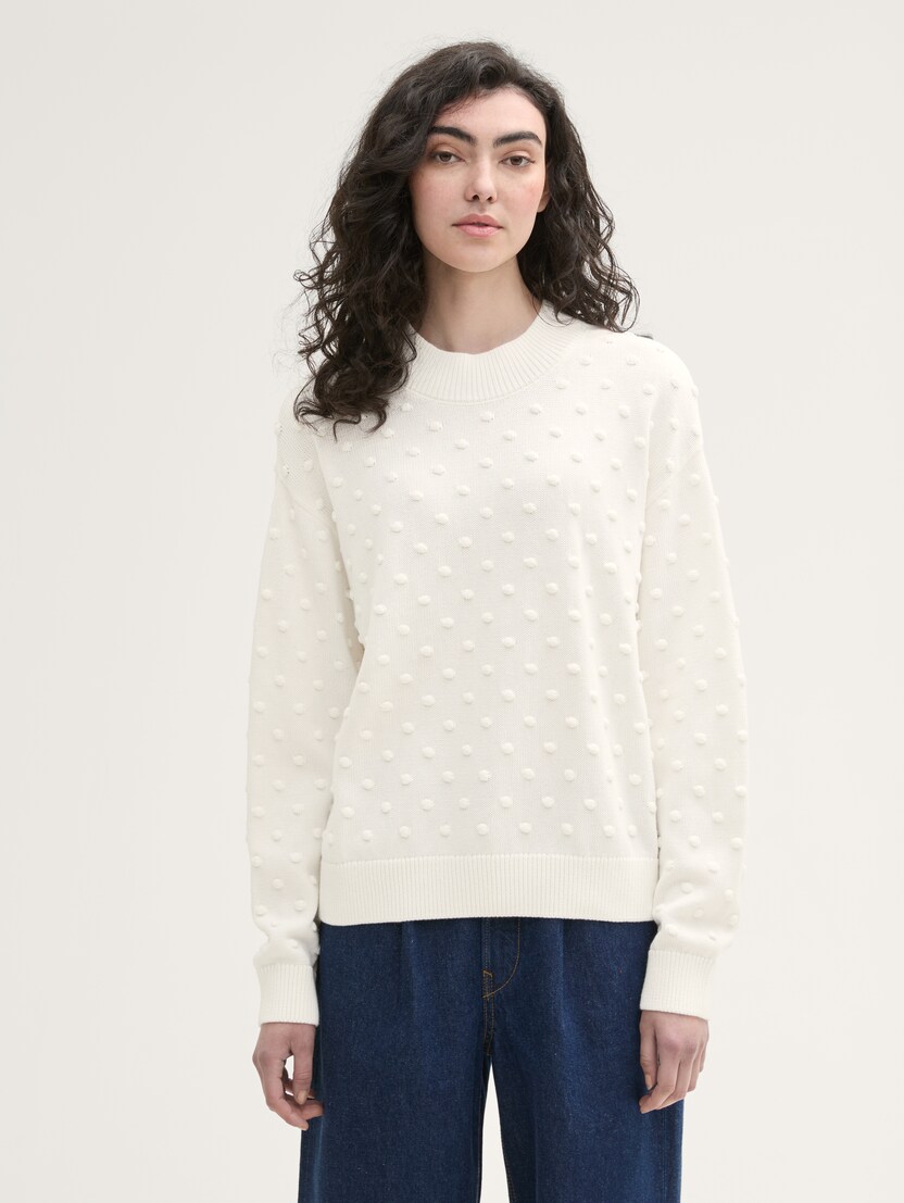  Pulover din tricot structurat - Alb-1043341-10332-16