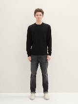 Pleteni pulover s okruglim izrezom - Crna_5186237