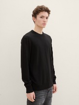 Pleteni pulover s okruglim izrezom - Crna_5186237